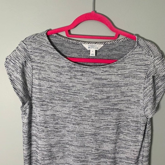 Market & Spruce Striped Short Sleeve Button Back Top Women's Medium - Picture 3 of 10
